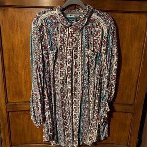 New Directions Multicolor Long Sleeve Dress